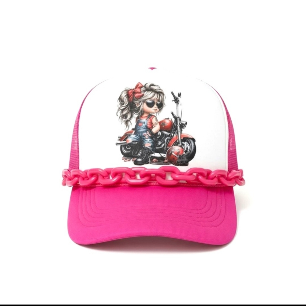 Bad Girl Energy Hat | Edgy Pink Trucker with Heart Details | Just Jen Exclusive